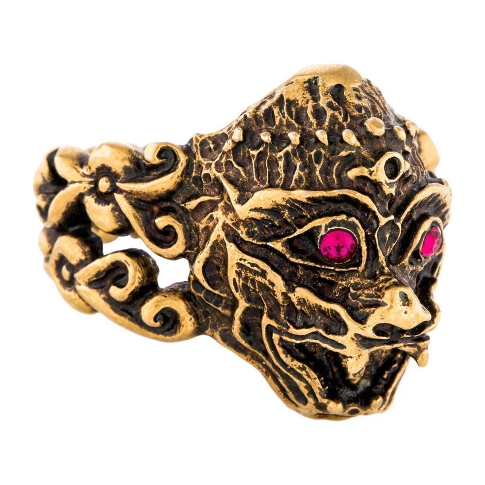 Gucci Nwt Crystal Monkey Large Bronze Ring